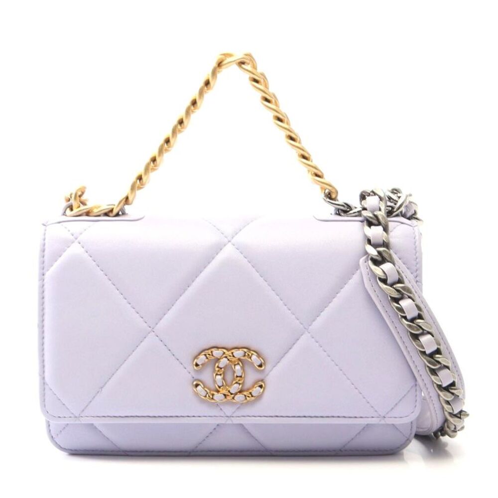 Chanel 19 Matelasse 2WAY Shoulder Bag Purple
